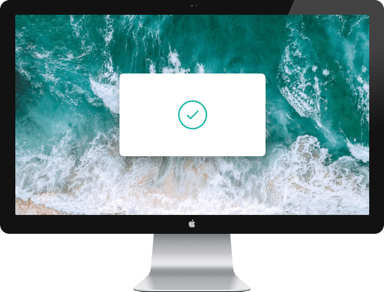 check mark on a water background, viewed in monitor screen