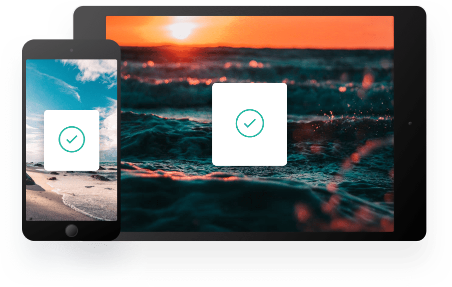 devices with different background and the check mark on them